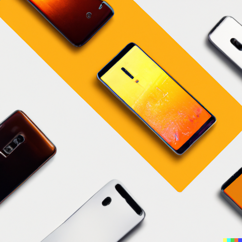 Top 5 Smartphones of 2023 - Multiple smartphones facing down and up on a white table